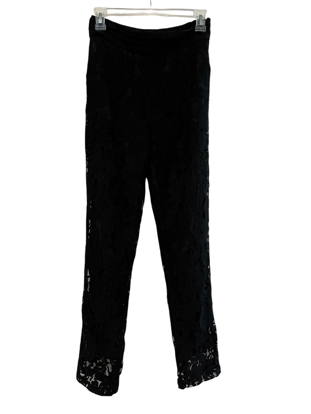 KIMCHI BLUE FLORAL LACE PANTS BLACK SIZE 2